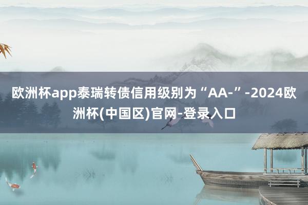 欧洲杯app泰瑞转债信用级别为“AA-”-2024欧洲杯(中国区)官网-登录入口