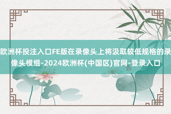 欧洲杯投注入口FE版在录像头上将汲取较低规格的录像头模组-2024欧洲杯(中国区)官网-登录入口