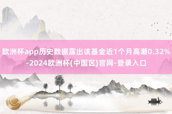 欧洲杯app历史数据露出该基金近1个月高潮0.32%-2024欧洲杯(中国区)官网-登录入口