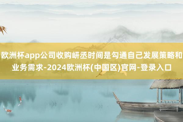 欧洲杯app公司收购岍丞时间是勾通自己发展策略和业务需求-2024欧洲杯(中国区)官网-登录入口