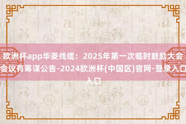 欧洲杯app华菱线缆：2025年第一次临时鼓励大会会议有筹谋公告-2024欧洲杯(中国区)官网-登录入口