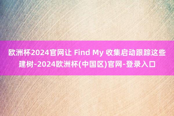 欧洲杯2024官网让 Find My 收集启动跟踪这些建树-2024欧洲杯(中国区)官网-登录入口